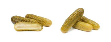 Pickled sour cucumber isolated on white backgroundの写真素材