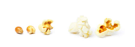 Fresh popcorn isolated on a white backgroundの写真素材