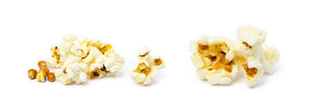 Fresh popcorn isolated on a white backgroundの写真素材