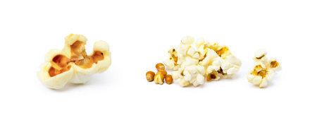 Fresh popcorn isolated on a white backgroundの写真素材