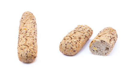 Whole wheat bread isolated on white backgroundの写真素材