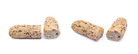 Whole wheat bread isolated on white backgroundの写真素材