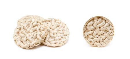 Cereal puffed sandwiches isolated on white backgroundの写真素材