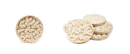 Cereal puffed sandwiches isolated on white backgroundの写真素材