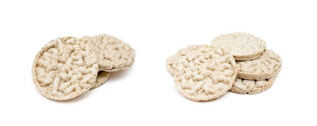 Cereal puffed sandwiches isolated on white backgroundの写真素材