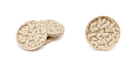 Cereal puffed sandwiches isolated on white backgroundの写真素材