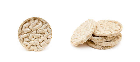 Cereal puffed sandwiches isolated on white backgroundの写真素材