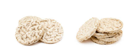 Cereal puffed sandwiches isolated on white backgroundの写真素材