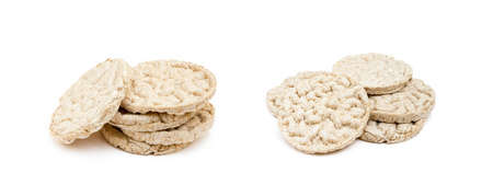 Cereal puffed sandwiches isolated on white backgroundの写真素材