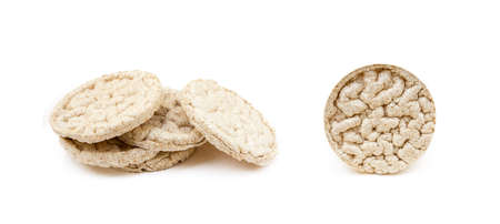 Cereal puffed sandwiches isolated on white backgroundの写真素材