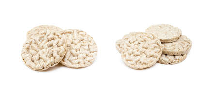 Cereal puffed sandwiches isolated on white backgroundの写真素材