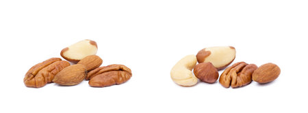 Mixed nuts isolated on white backgroundの写真素材