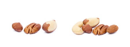 Mixed nuts isolated on white backgroundの写真素材