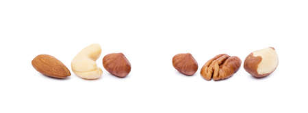 Mixed nuts isolated on white backgroundの写真素材