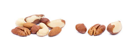 Mixed nuts isolated on white backgroundの写真素材