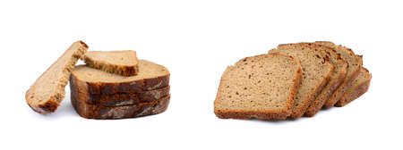 Sliced rye bread isolated on white backgroundの写真素材
