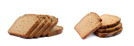 Sliced rye bread isolated on white backgroundの写真素材