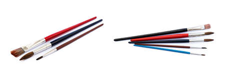 Set of paint brushes isolated on a white backgroundの写真素材