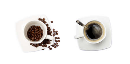 Cup of coffee isolated on white backgroundの写真素材