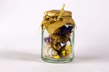 jar with flowers inwardlyの写真素材