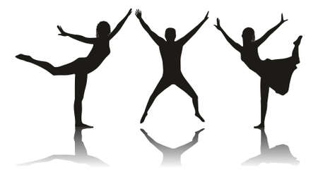 silhouettes of young confident people over whiteのイラスト素材