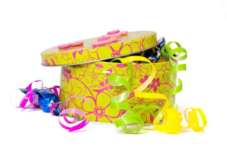 Candies are in a yellow boxの写真素材