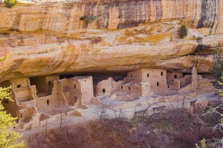 Ancient ruins of pre-historic Indian cultures of American southwest and surroundings, Mesa Verde National Parkの写真素材