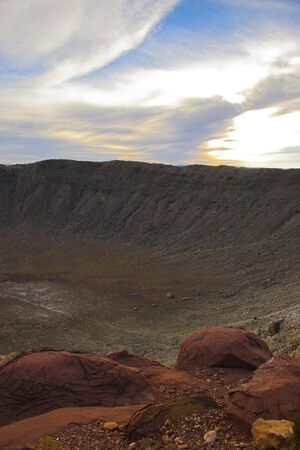 Unique geologic formation of explosion structure at the Meteor Crater の写真素材