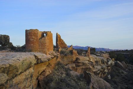 Ancient ruins of pre-historic Indian cultures of American southwest and surroundings, Hovenweep National Monumentの写真素材