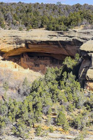 Ancient ruins of pre-historic Indian cultures of American southwest and surroundings, Mesa Verde National Parkの写真素材