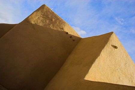 Fragments of architecture, houses, churches, cemetery at the International Historic Heritage Site in Taos Indian village and a nearby town の写真素材