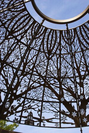 Fragment of metal dome in the gazebo in Sunken Gardens of Lincoln, Nebraskaの写真素材