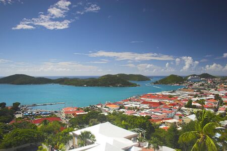 View of tropical town at the island in Caribbean 