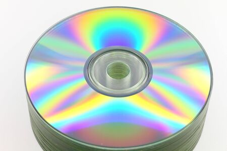Close up of CDs on white backgroundの写真素材