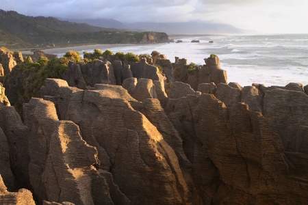 Beautiful limestone cliffs in Paparoa National Park, South Island, New Zealandの写真素材