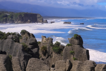 Beautiful limestone cliffs in Paparoa National Park, South Island, New Zealandの写真素材