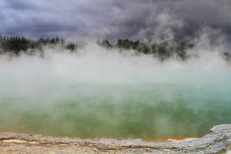 Beautiful volcanic hot spring in Rotorua, New Zealandの写真素材