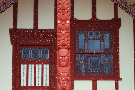 Traditional Maori meeting house in Rotorua, North Island, New Zealandのeditorial素材