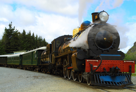 Historic steam train in South Island, New Zealand