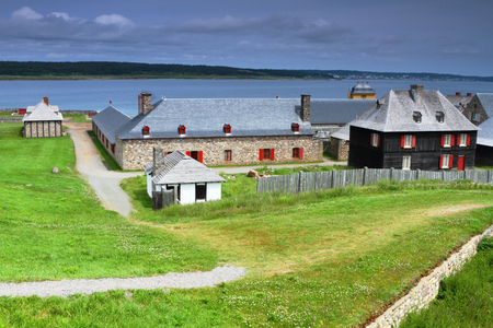 Old fortifications in Fortress of Louisbourg, Nova Scotia, Canadaのeditorial素材