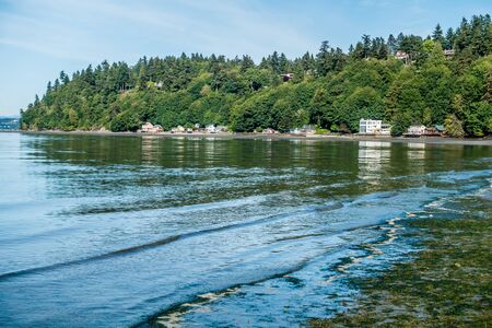 The tide is low at Dash Point State Park in Washington State.の写真素材