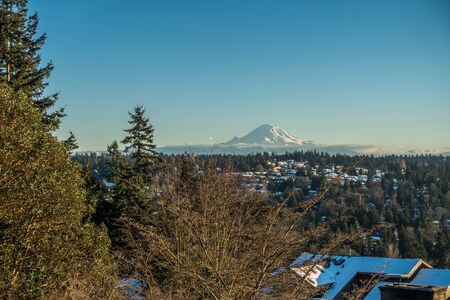 A view of Mount Rainier in January from Burien, Washington.