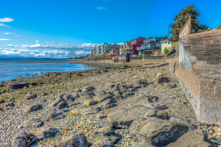 A veiw of the shoreline in West Seattle, Washington. HDR image.の写真素材