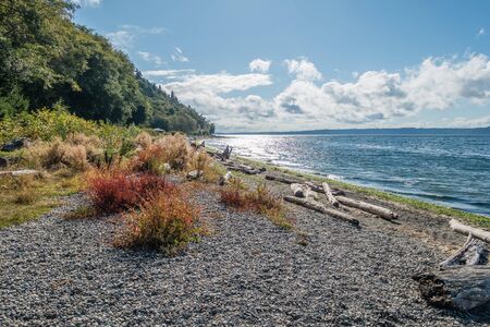 A view of the shoreline at Seahurst Beach in Burien, Washington.