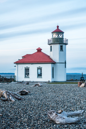 A view of a lighthouse in West Seattle, Washington.の写真素材