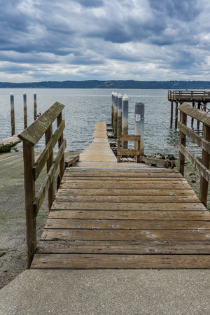 A view of a ramp at a boat launch in Redondo Beach, Washington.の写真素材
