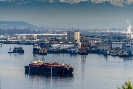 A closeup shot of the Port of Tacoma.の写真素材
