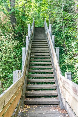 Steep stairs lead to the water at Marine View Park in Normandy Park, Washington.