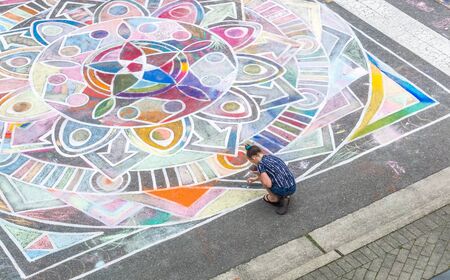 REDMOND WA., USA  -AUGUST 16,  2019: The firsft day of Chalkfest event. A view of the childrens area.のeditorial素材