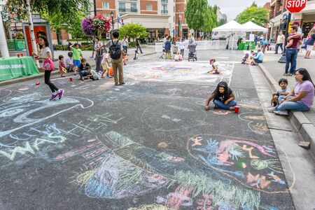 REDMOND WA., USA  -AUGUST 16,  2019: The firsft day of Chalkfest event. A view of the childrens area.のeditorial素材